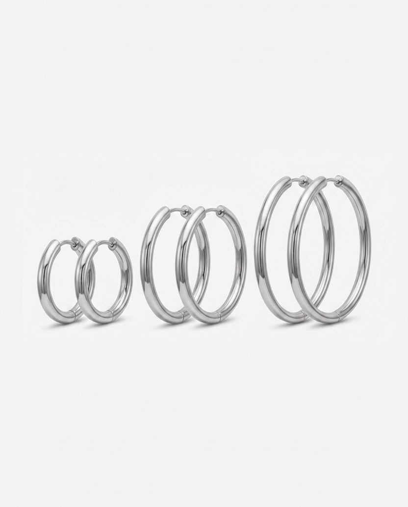 3-pack hoops - silver-plated 10/16/25mm