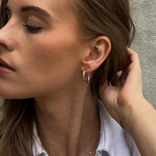 Medium hoops 16mm - silver-colored
