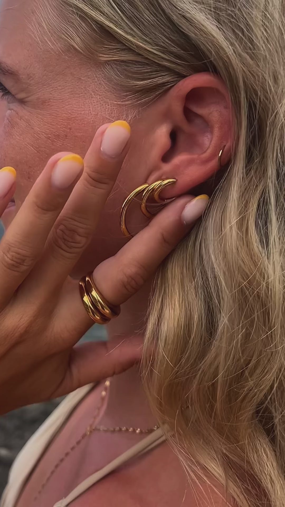 3-pack hoops - 18K gold-plated 10/16/25mm